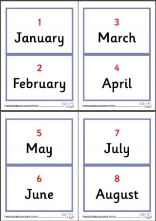 Month Flash Cards