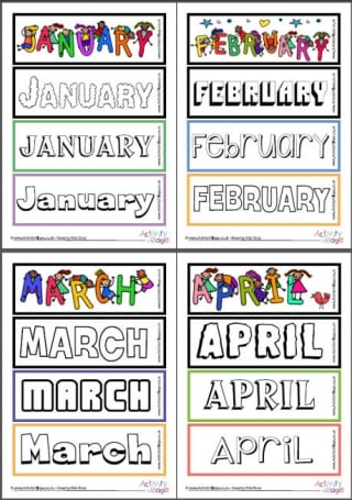 Months of the Year Colouring Bookmarks