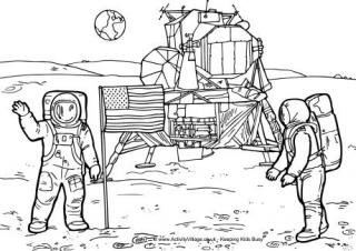 Moon Landing Colouring Page