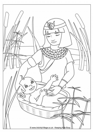 Moses in the Basket Colouring Page