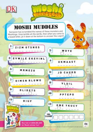 Moshi Monsters Word Scramble
