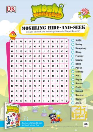 Moshi Monsters Word Search