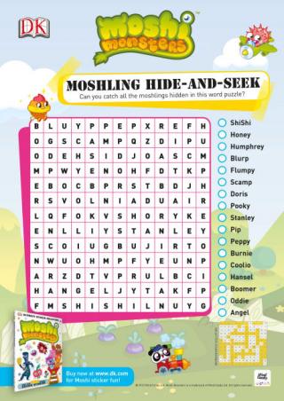 Moshi Monsters Word Search