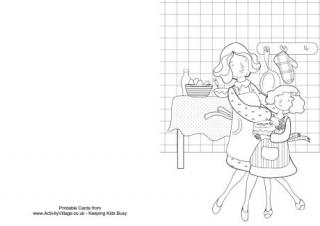 Mother and Daughter Baking Colouring Card