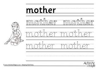 Mother Handwriting Worksheet