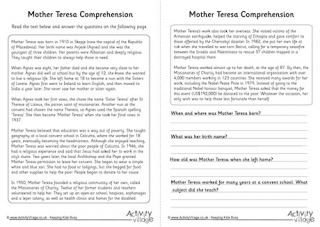 Mother Teresa Comprehension