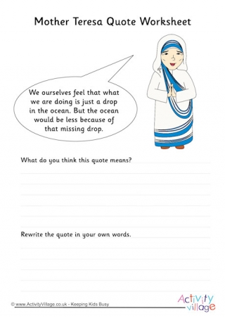 Mother Teresa Quote Worksheet 2 