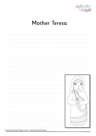 Mother Teresa Writing Page