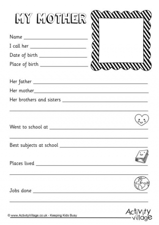 Mother Worksheet 2