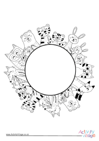 Mothers and Babies Border Colouring Page