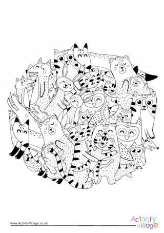 Mothers and Babies Circle Colouring Page