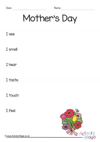 Mothers Day Sensory Poem Planning Sheet