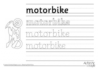 Motorbike Handwriting Worksheet