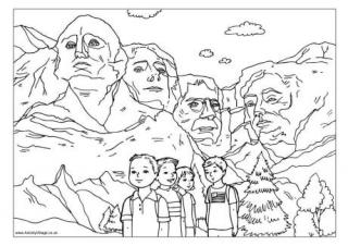 Mount Rushmore Colouring Page