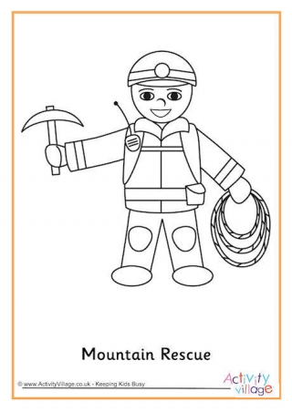 Mountain Rescue Colouring Page