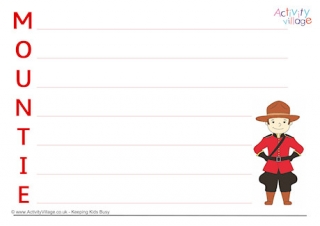 Mountie Acrostic Poem Printable