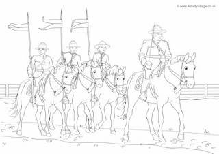 Mounties colouring page