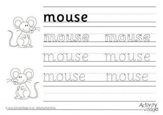 Mouse Handwriting Worksheet