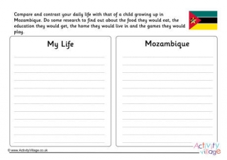 Mozambique Compare And Contrast Worksheet