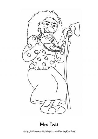 Mrs Twit Colouring Page