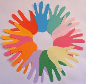 Multi-Coloured Handprint Wreath