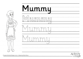 Mummy Handwriting Worksheet