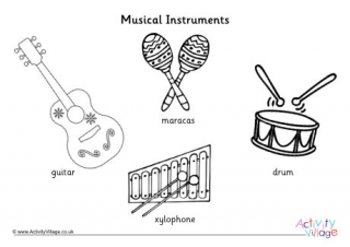 Musical Instruments Colouring In