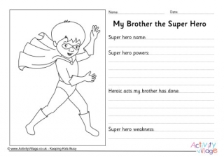 My Brother The Super hero Worksheet