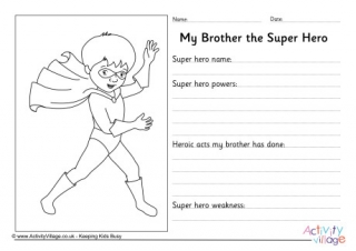 My Brother The Super hero Worksheet