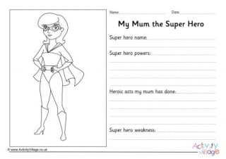 My Mum the Superhero Worksheet