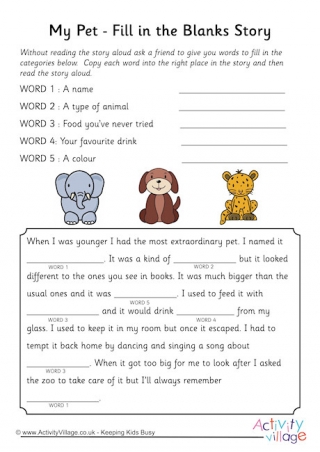 Fill in the Blank Stories Fill in the Blank Stories