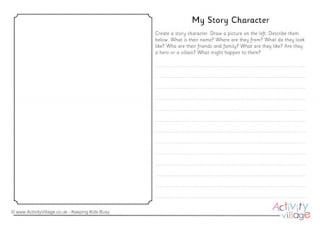 My Story Character Worksheet