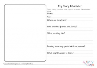 My Story Character Worksheet Guided