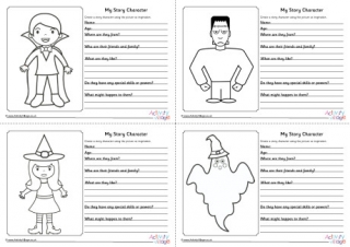 My Story Character Worksheets - Halloween