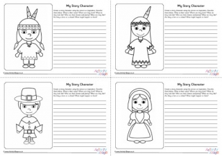 My Story Character Worksheets - Thanksgiving