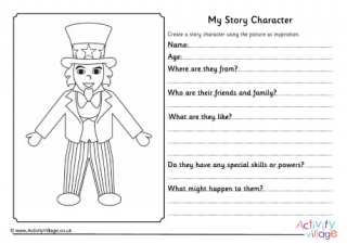 My Story Character Worksheets - Uncle Sam