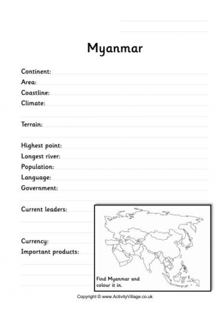 Myanmar Fact Worksheet