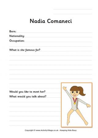 Nadia Comaneci Worksheet