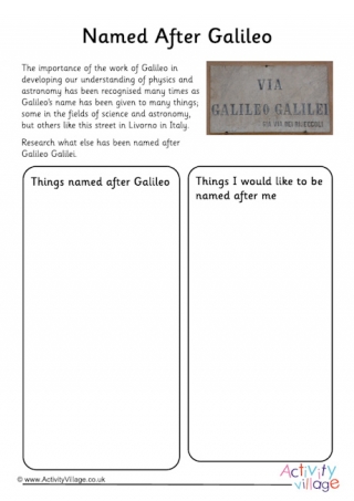 Named After Galileo Worksheet