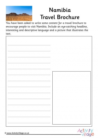 Namibia Travel Brochure Worksheet
