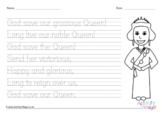 National Anthem Handwriting Worksheet