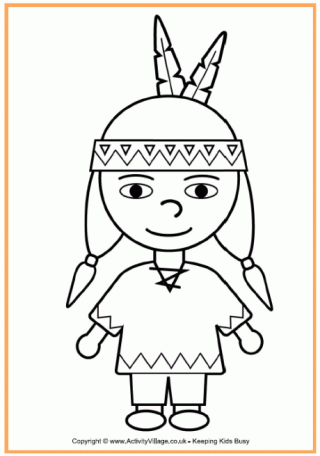 Native American Boy Colouring Page