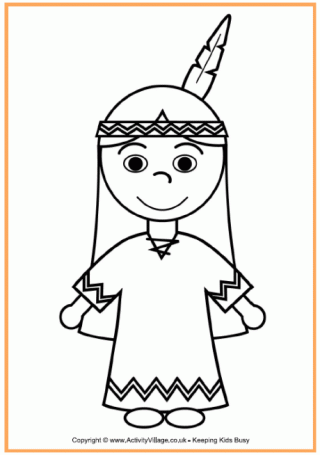 Native American Girl Colouring Page