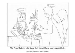 Nativity Colouring Angel Gabriel Visits Mary