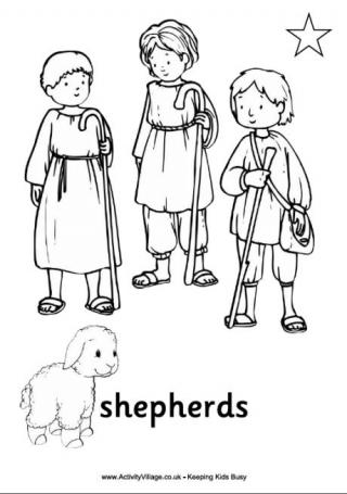 Nativity Colouring Pages - The Shepherds