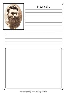 Ned Kelly Notebooking Page