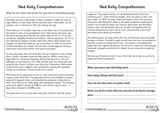 Ned Kelly Comprehension