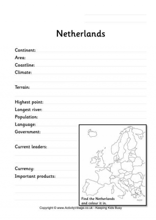 Netherlands Fact Worksheet