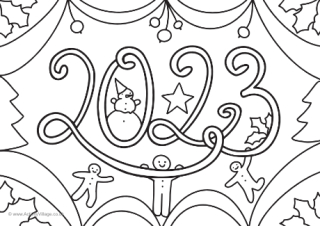 New Year 2023 Colouring Page 1