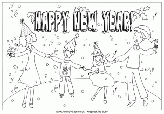 New Year Celebration Colouring Page